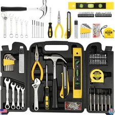 90-Piece Home Repair Tool Set with Wrenches & Plastic Storage Case