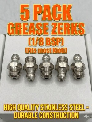 5 Pack Grease Zerk Fittings 1/8 BSP Stainless Kioti Tractor Loader backhoe