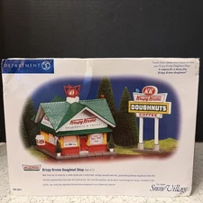 Department 56 “Krispy Kreme Doughnut Shop” #55071 w/Sign - Roof Flaws