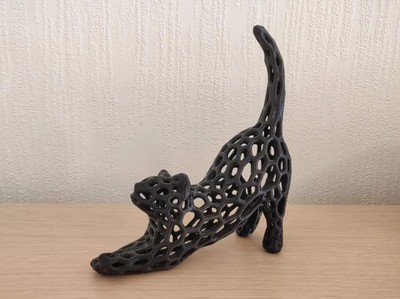3D Printed Cat Stretch Statuette | Abstract Feline Sculpture Witchy Home Decor