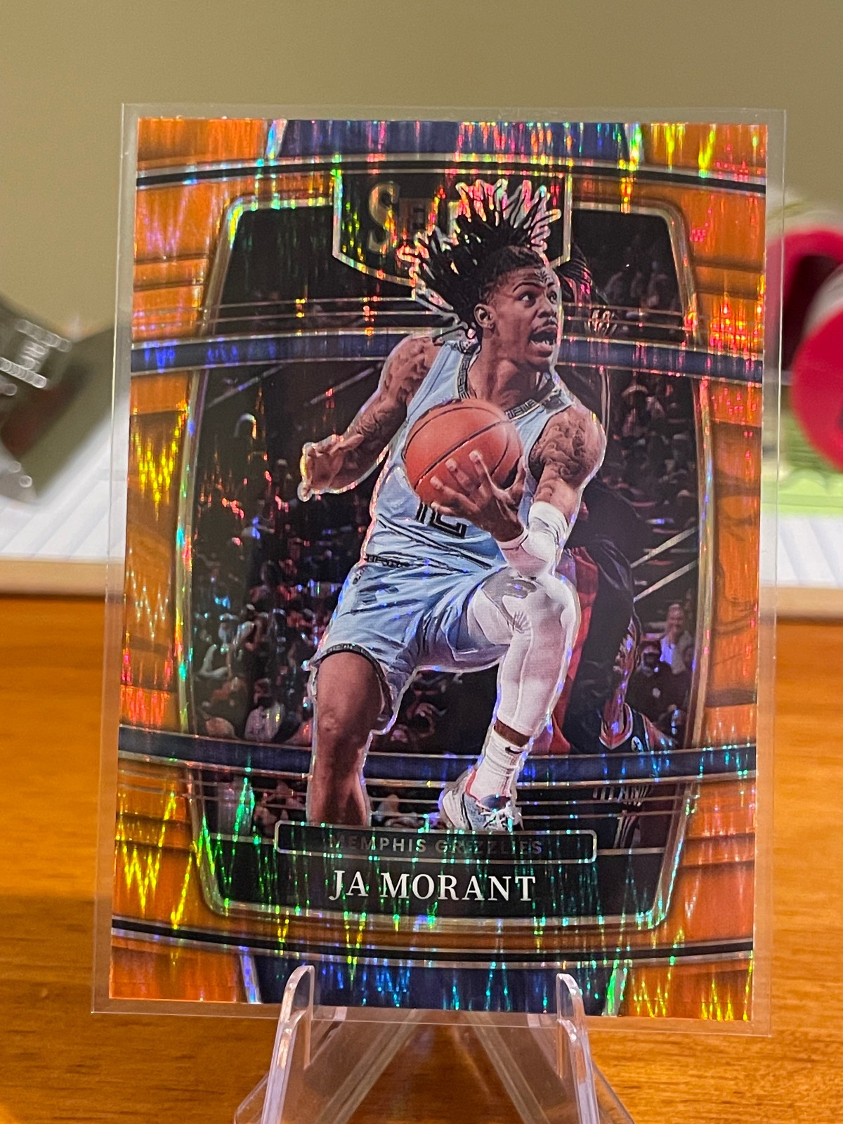 2021-22 Panini Select Basketball Ja Morant-#75 Concourse Orange Flash Prizm. MEM