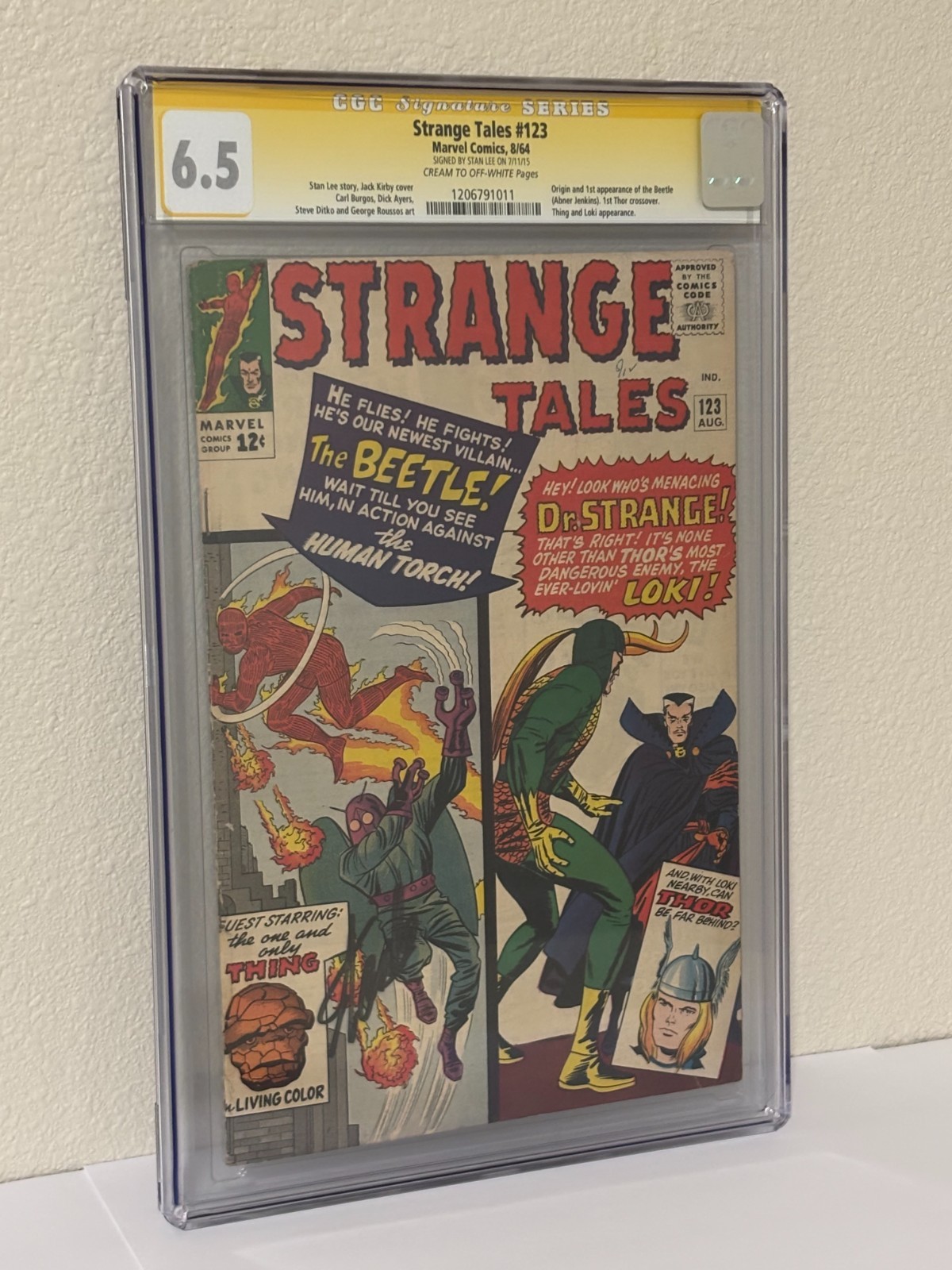Strange Tales #123 CGC 6.5 SS Signed Stan Lee 1st Thor Crossover Only 13 signed thumbnail 3