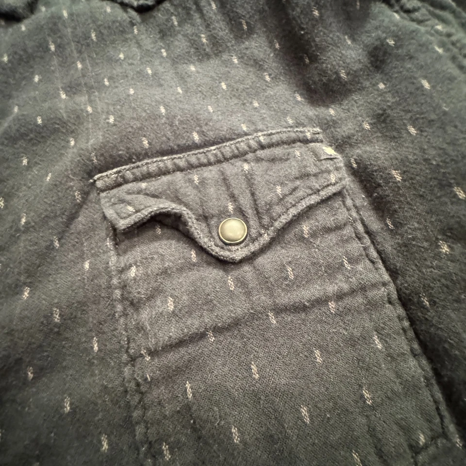 Lucky Brand Shirt Mens XL Black Pearl Snap Black Label Western California Fit - Image 4 of 4