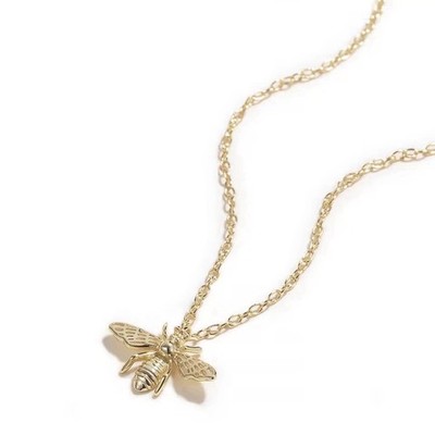 Honigbiene Gold Halskette - 925 Sterling Silber Biene Anhänger