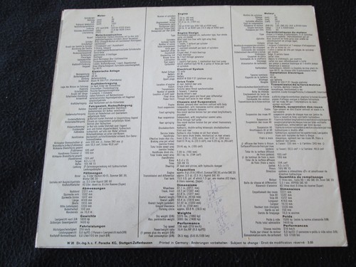 1965 1966 Porsche 911 Original Catalog En / De / Fr Early Sales Brochure - Picture 4 of 4