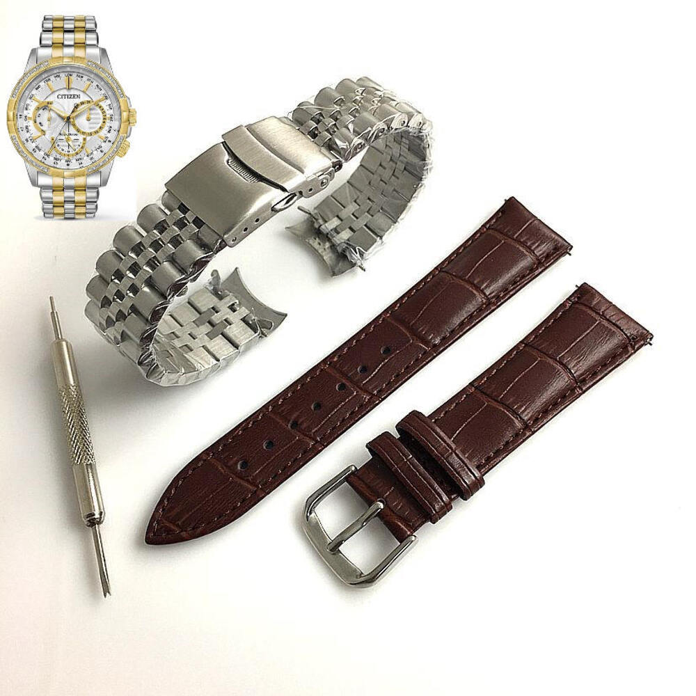 Steel Bracelet & Leather Replacement Watch Band 8729-S115744