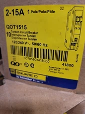 (10) QOT1515 Square D Schneider Circuit Breaker tandem 15/15 Lot of 10