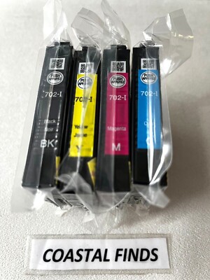 Epson 702 Ink Cartridge CMYK Set of 4 INITIAL NEW OEM Sealed 702i WF-3720 3730