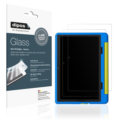 2x Schutzfolie für Yicty Kinder Tablet matt - Anti-Shock 9H Folie dipos Glass