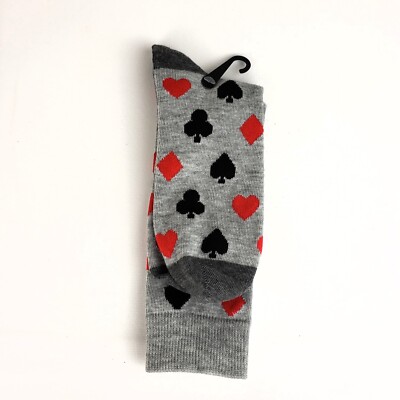 Men's Dress Grey Crew Socks Playing Card Suit Design Size 6-12 | eBay