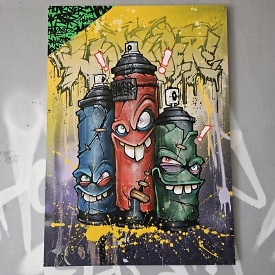 Graffiti Spray Paint Original Painting Large A1 Wood Canvas by Hoakser New