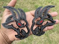 Angry Goat Red Eye Car Truck Emblem Badge Matte Black On Black Custom New