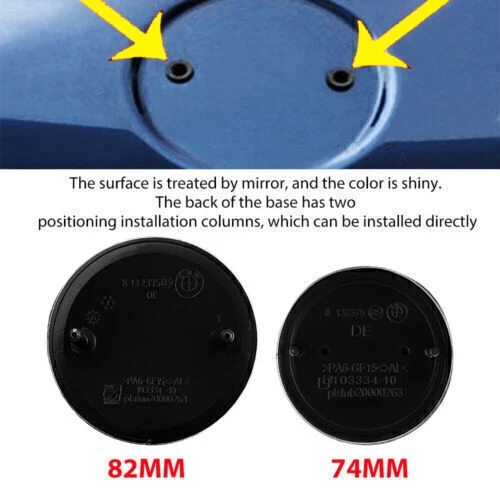 2PC Set For BMW 50th Anniversary Front Hood Rear Trunk 82mm 74mm Badge Emblem - Image 3 of 4