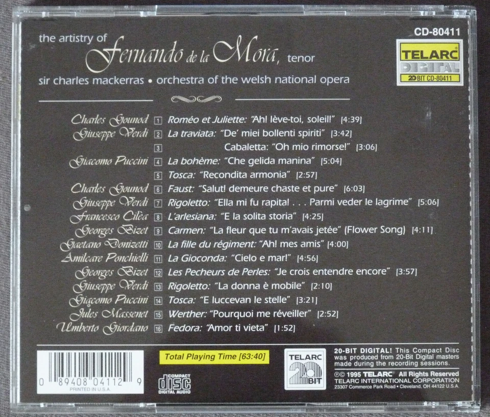 CD Fernando de la Mora (Tenor) – Charles Mackerras – neuwertig - Bild 2 von 2