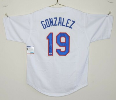 JUAN GONZALEZ SIGNED AUTO TEXAS RANGERS WHITE IGOR JERSEY PSA