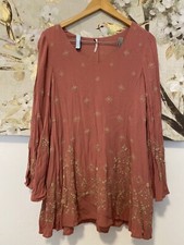 NWOT FREE PEOPLE EMBROIDERED BELL SLEEVE DRESS  XS