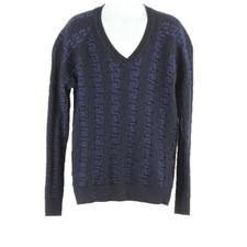 Young Versace Sweater Sz 8 Purple Navy Textured V Neck Boys Sweater