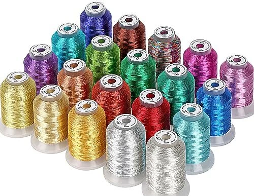  20 Assorted Colors Metallic Embroidery Machine Thread Kit 20 Metallic Colors - Image 3 of 4