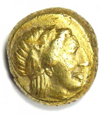 Greek Lesbos Mytilene EL Hecte Apollo Artemis Hekte Electrum Coin 377 BC - VF 