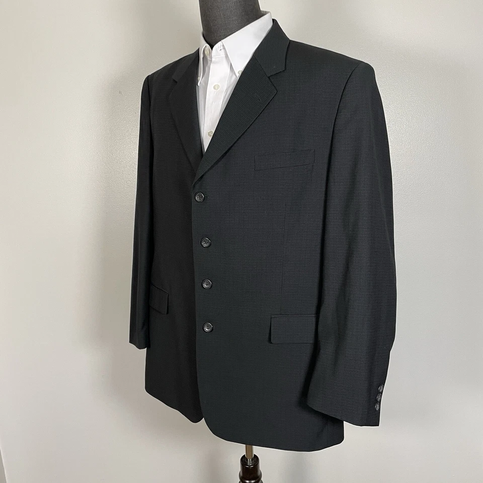 Metro Club Sport пальто мужской 44R темно серый чек полиэстер четыре кнопки - Изображение 3 из 4