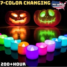 12-Pack Multi Color Changing Tea Lights Candles LED Holiday Candles with 7-Color