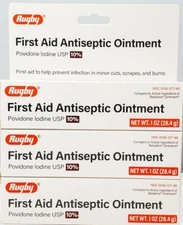 Rugby Povidone Iodine 10% First Aid Ointment 1 oz- Exp Date 10-2027 (3 Pack)
