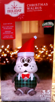 Walrus Christmas inflatable Indoor/Outdoor Holiday Time 3.5 Foot