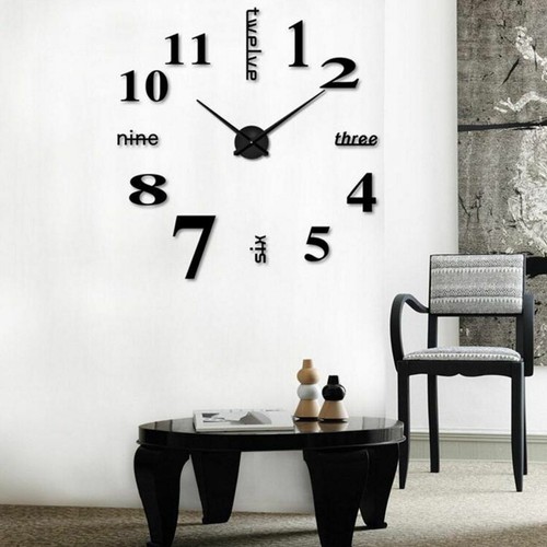 3D Mirror Surface Large Wall Clock Modern DIY Sticker Office Home Shop Art Decor - Picture 2 of 13