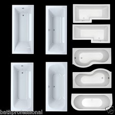 Bath Tub Bathroom Single Double Ended Square Round Corner Acrylic P-L-D Shape