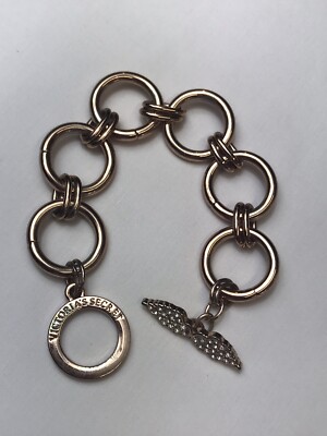 VICTORIA'S SECRET ROSE GOLD TONE CRYSTAL ANGEL WING