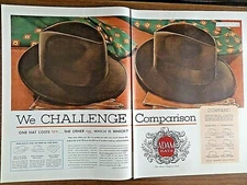 1951 Adam Hats Ad We Challenge Comparison 1951 Four Roses Whiskey Ad