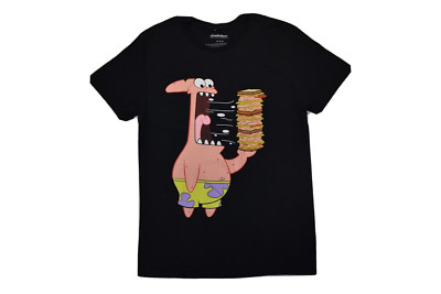 SpongeBob SquarePants Mens Patrick Eating Black Shirt New S, M, XL