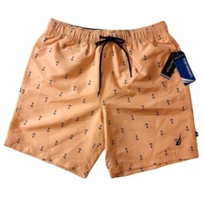 Nautica Swim Trunks Mens Medium Quick-Dry Quick Dry Anchor Print 8" NEW