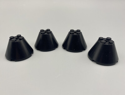 4x Lot - Lego Parts: 4 x 4 x 2 Cone with Axle Hole, Part # 3943b Black ...