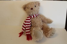 FAO Schwarz Teddy Bear Plush 2018 Anniversary Scarf 12" Soft Furry Cute Brown