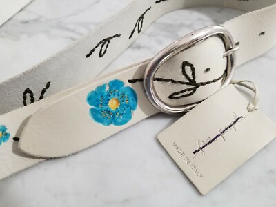 Free People Antoinette Painted Leather Belt Blue Flower  display picture 1