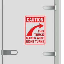 Caution This Truck Makes Wide Turns Vinyl Decal Sticker Sign - Safety Markings