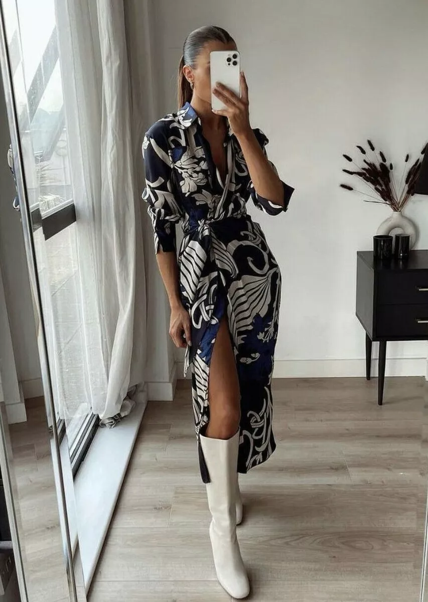 last!NWT ZARA FW21 WOMAN PRINTED SHIRT LONG DRESS BLUE | 7732/343_XS-XL last!NWT ZARA FW21 WOMAN PRINTED SHIRT LONG DRESS BLUE | 7732/343_XS-XL