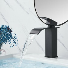 Modern Bathroom Sink Taps Waterfall Vanity Basin Mixer Tap Mono Cloakroom Faucet