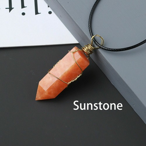 Natural Hexagonal Crystal Quartz Point Pendant Wire Wrap Stone Wand Necklace - Picture 36 of 38