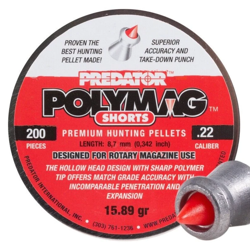 PANTALONES CORTOS JSB PREDATOR POLYMAG 200 unidades puntiagudos 5,5 mm calibre .22 pellets premium Foto 2 de 3