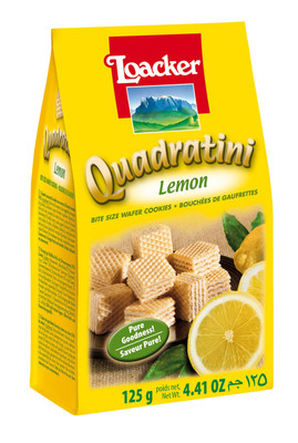 Loacker Quadratini Lemon Premium Wafer Cookies 4.41 Ounces 150g Box