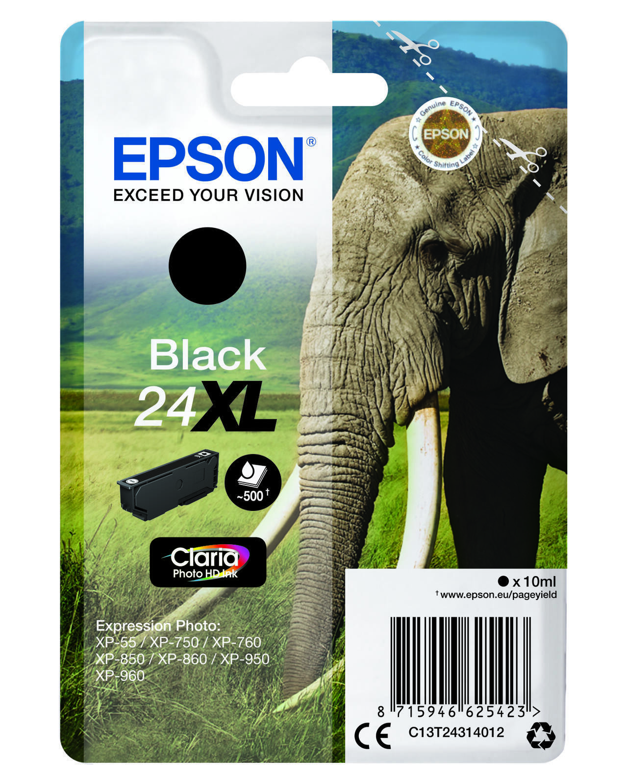 Epson Original 24XL Elefant Druckerpatrone schwarz 500 мл 10 мл 5890₽