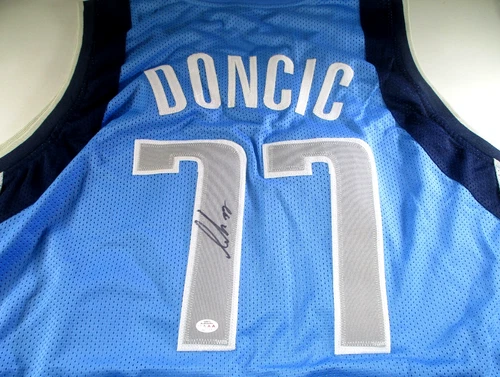 Luka Doncic / Autographed Dallas Mavericks Blue Custom Basketball Jersey / COA