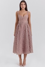 House Of CB French Rose Jacquard Sweetheart Neckline Dress Size Large Plus