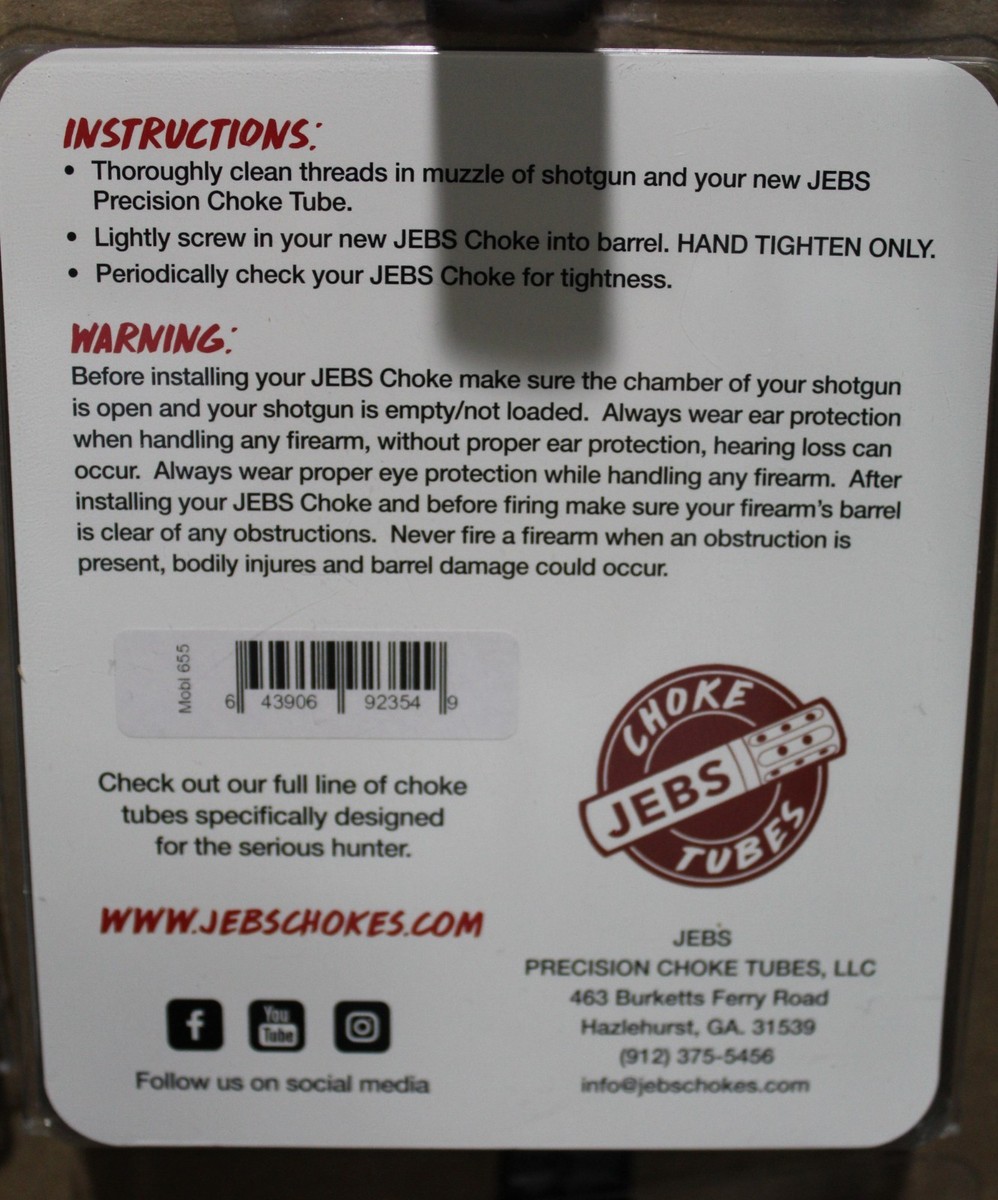 JEBS PRECISION HEADHUNTER TURKEY CHOKE TUBE 12 Ga BENELLI/BERETTA