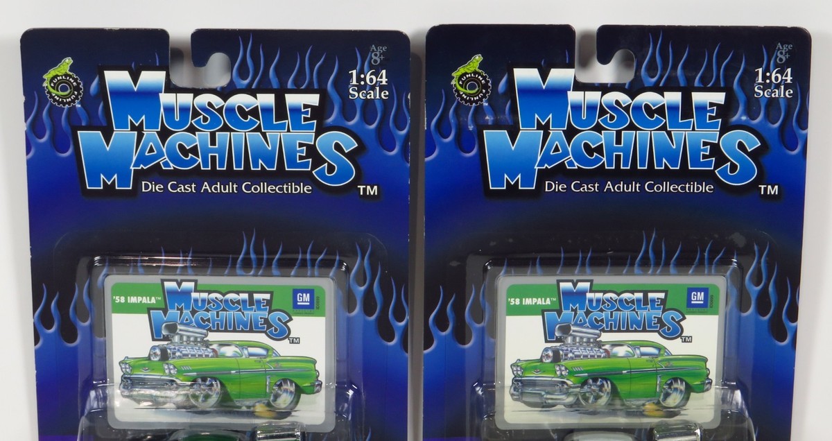 Muscle Machines White Tires 1958 Chevy Impala Chase Green & White