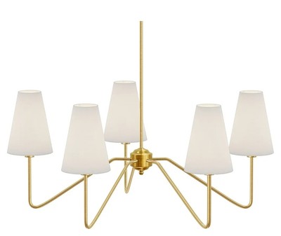 Electro bp30'' Dia 5-Arm Classic Chandeliers Polished Gold with White Linen Sh...
