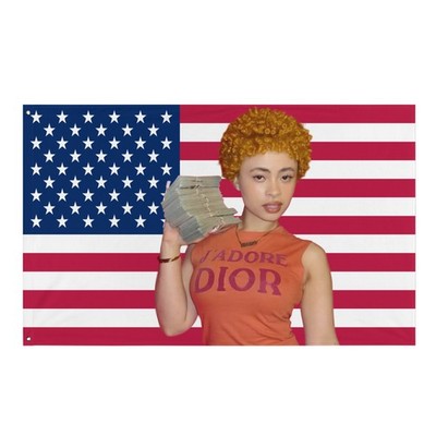 Ice Spice American Flag Tapestry    Aqua Queen  Rap Wall Art