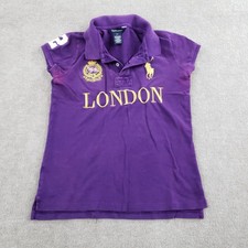 Ralph Lauren Polo Shirt Youth XL Purple London Crest Big Pony Embroidered
